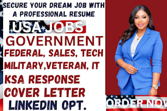 write federal, military, government, veteran tech resume and ksas response