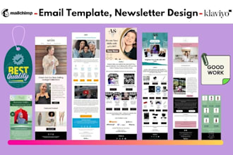 do editable mailchimp and klaviyo email marketing newsletter template design