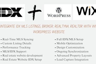 integrate idx mls listings, broker, realtyna, realtor with wix wordpress website