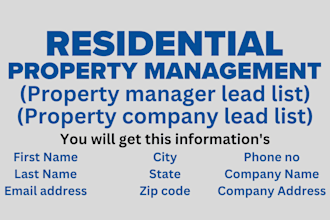 provide residential property manager lead, email list