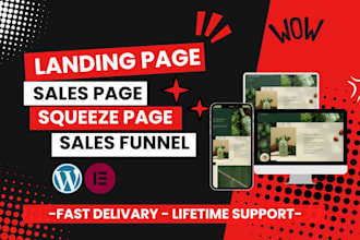 create wordpress landing page design, sales page, squeeze page or sales funnel