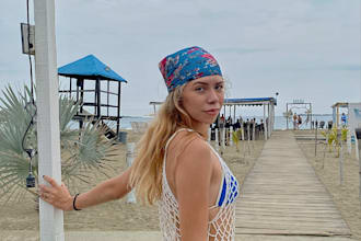 be a female bikini model for photos and videos