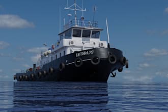 design 3d ship model 3d boat 3d tugboat for 3d boat animation 3d ship rendering