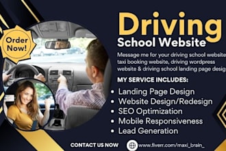 design driving school website taxi booking website driving wordpress website