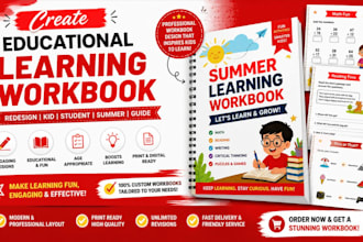 create educational learning workbook redesign kid student summer workbook guide