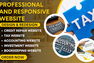 design bookkeeping website, tax, accounting, investment, credit repair website