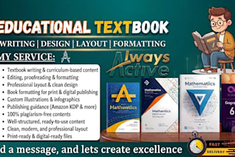 design, proofread and format educational textbooks, curriculum plans, workbook