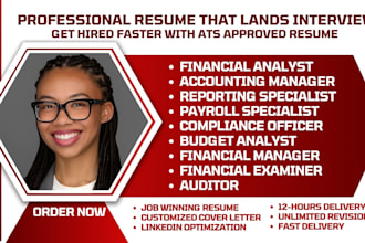 write ats compliance officer, financial manager accountant and finance resume