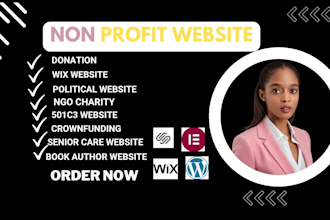 design nonprofit wix website wordpress for donations charity and church