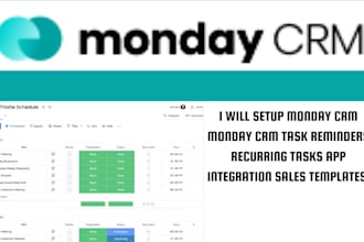 setup monday CRM task reminders recurring tasks app integration sales templates