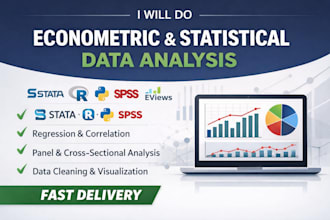 do statistical data analysis using stata, spss, r studio, eviews, and or python