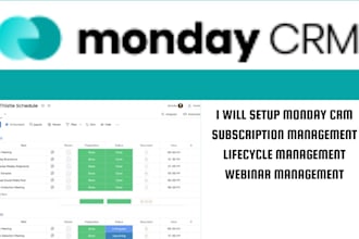 setup monday CRM subscription management lifecycle management webinar management