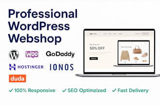 design wordpress website on ionos, siteground, hostinger,bluehost, godaddy