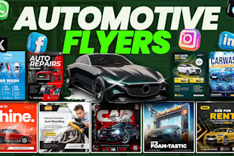 design attractive automotive flyers, car wash flyers, car banners