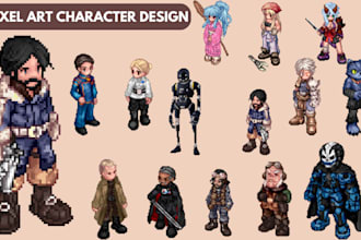 do 8bit or 16bit pixel art animation 2d game character sprite sheet, pokemon