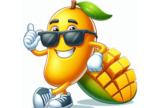 make famous juice and mango mascot logo