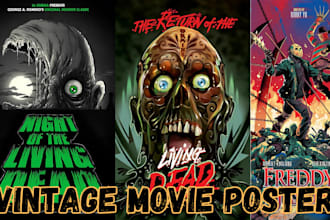unique retro vintage poster for movie, event, film vintage comic vintage artist