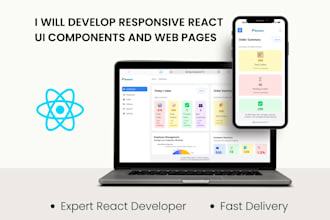 develop responsive react ui components and web pages