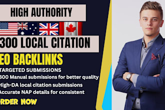provide 300 USA UK aus ca local citation and business directory for local SEO