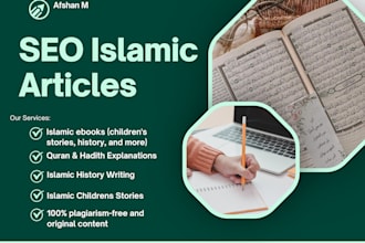 write islamic ebooks, articles, blogs, and kids stories etc
