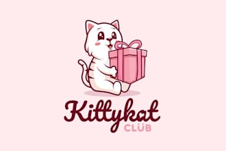 design kitty cat themed mascot logo