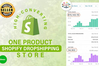 create one product shopify store, shopify dropshipping store,shopify design