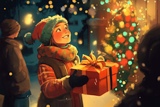 draw greeting, christmas, birthday card, postcard