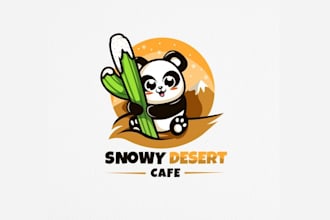 design unique snowy desert cafe logo