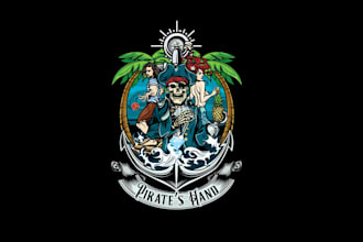 design tropical pirate themed card game logo