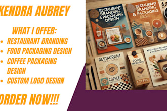 design premium restaurant branding, food, coffee packaging and professional logo