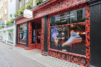 create 10 photorealistic shop front 3d logo mockups
