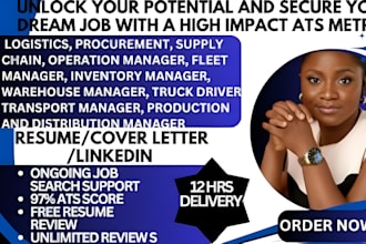 write ats resume for logistics, supply chain manager