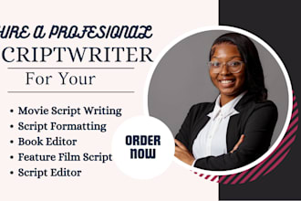 be your movie scriptwriter, screenplay, movie adaptation feature film script