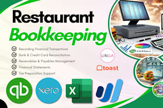 do restaurant bookkeeping and accounting using  quickbooks, excel, xero or wave
