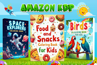 do kids coloring book or adults coloring book interior and cover design for KDP
