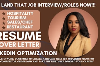 write hospitality, tourism, restaurant, receptionist, hotelier resume