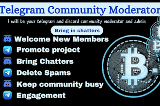 do social media, telegram community manager, discord moderator, bring chatters