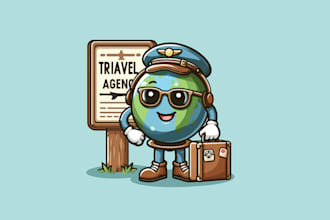 do super mascot logo for travel agencies and tour operators