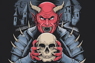 do hand drawn custom brutal, dark, metal art illustration