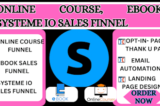design systeme io sales funnel, online course upload in systeme io landing page