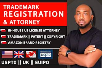 be your uspto patent attorney, UK, euipo trademark registration, amazon registry