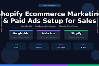 setup shopify ecommerce marketing, google ads, and meta facebook instagram ads