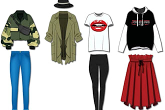 create high quality tech packs  flat sketches for fashion designers startups