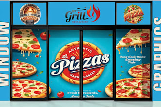 create professional VIP shopfront or storefront window graphics ,signage design