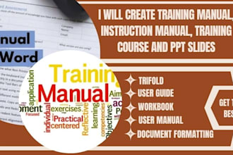create training manual, training course instruction manual, workbook, ppt slides