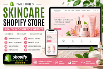 build skincare shopify store, beauty cosmetics, face mask, serum website