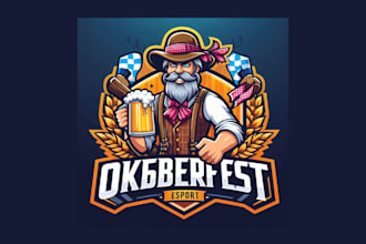 do awesome oktoberfest mascot logo for your company