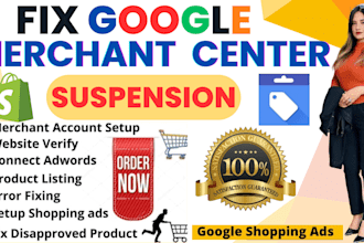 fix google merchant center suspension, shopping ads setup, gmc misrepresentation