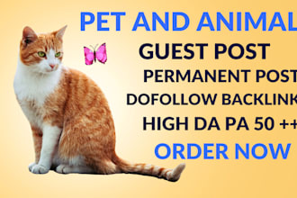 publish guest posts on pure pet and animal   website  with dofollow backlink