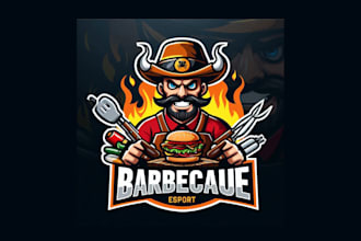 do awesome barbecue esport mascot logo within two days